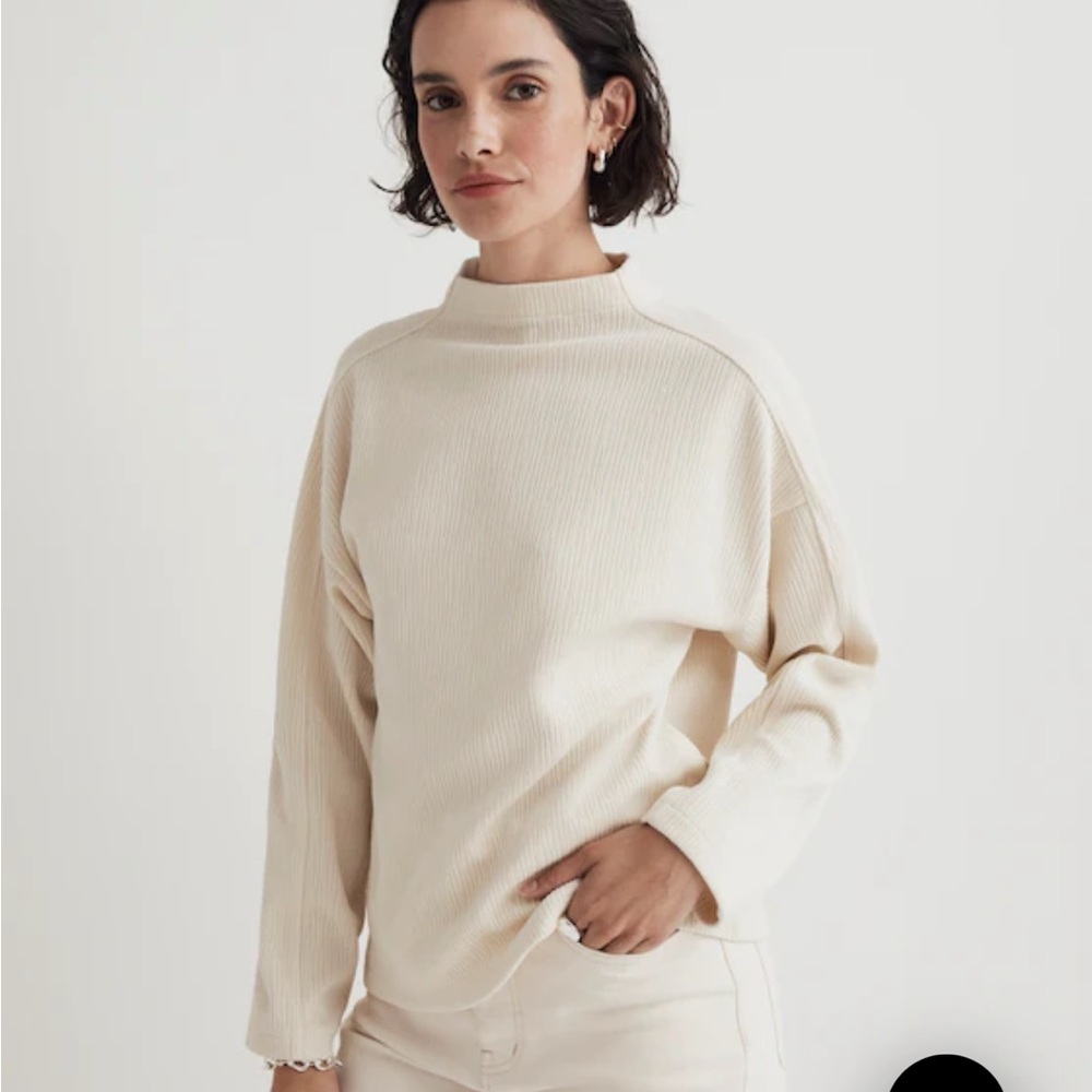 Madewell Striped Jacquard Funnelneck Top xs